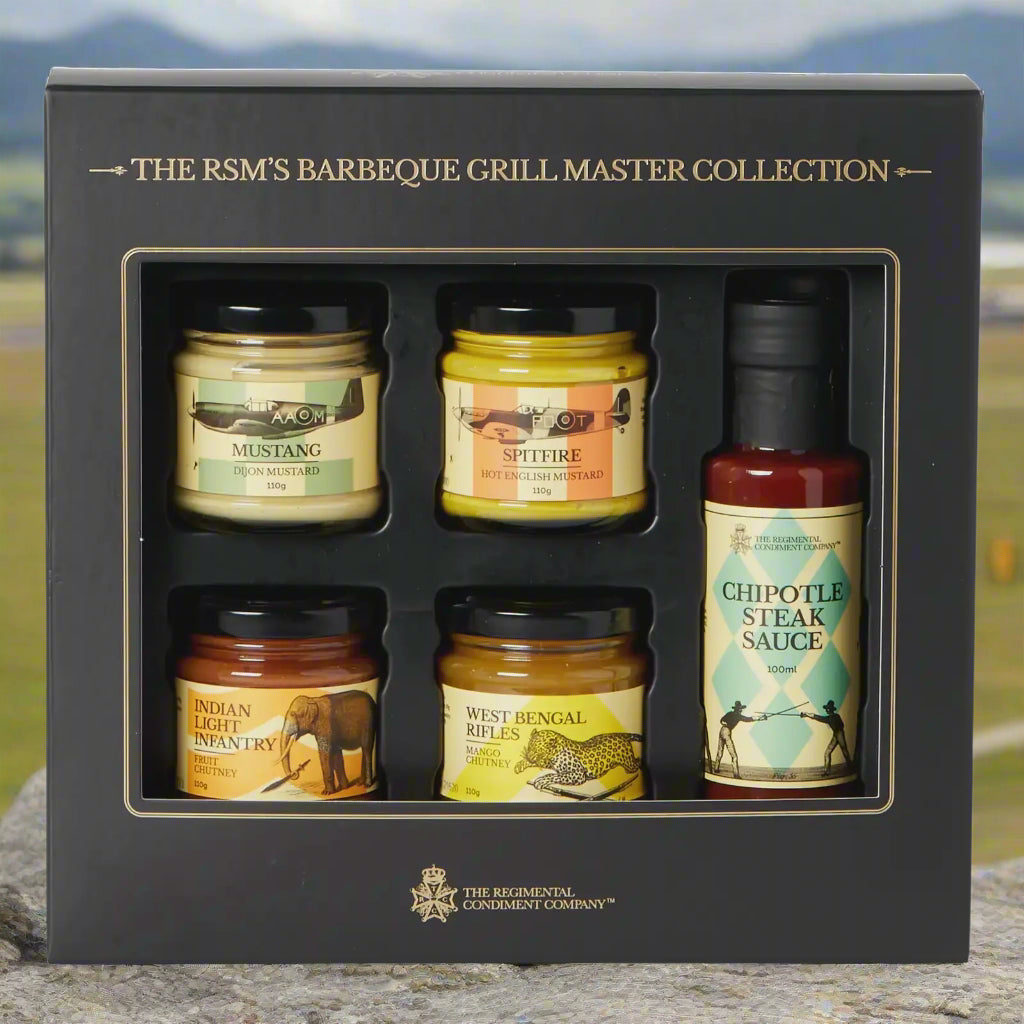 Collection of barbecue sauces in a branded box