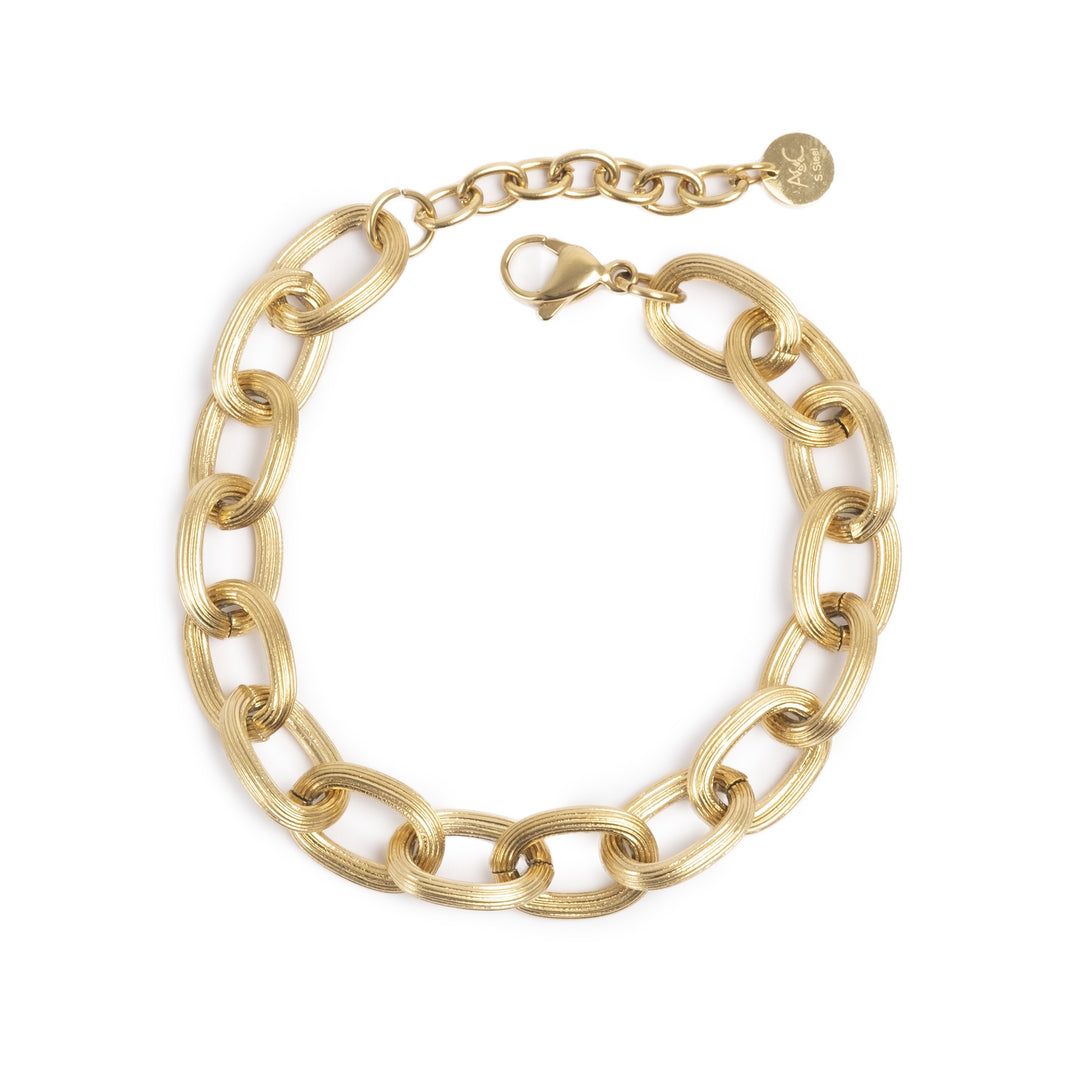 A&C Link Bracelet Gold Pure Steel