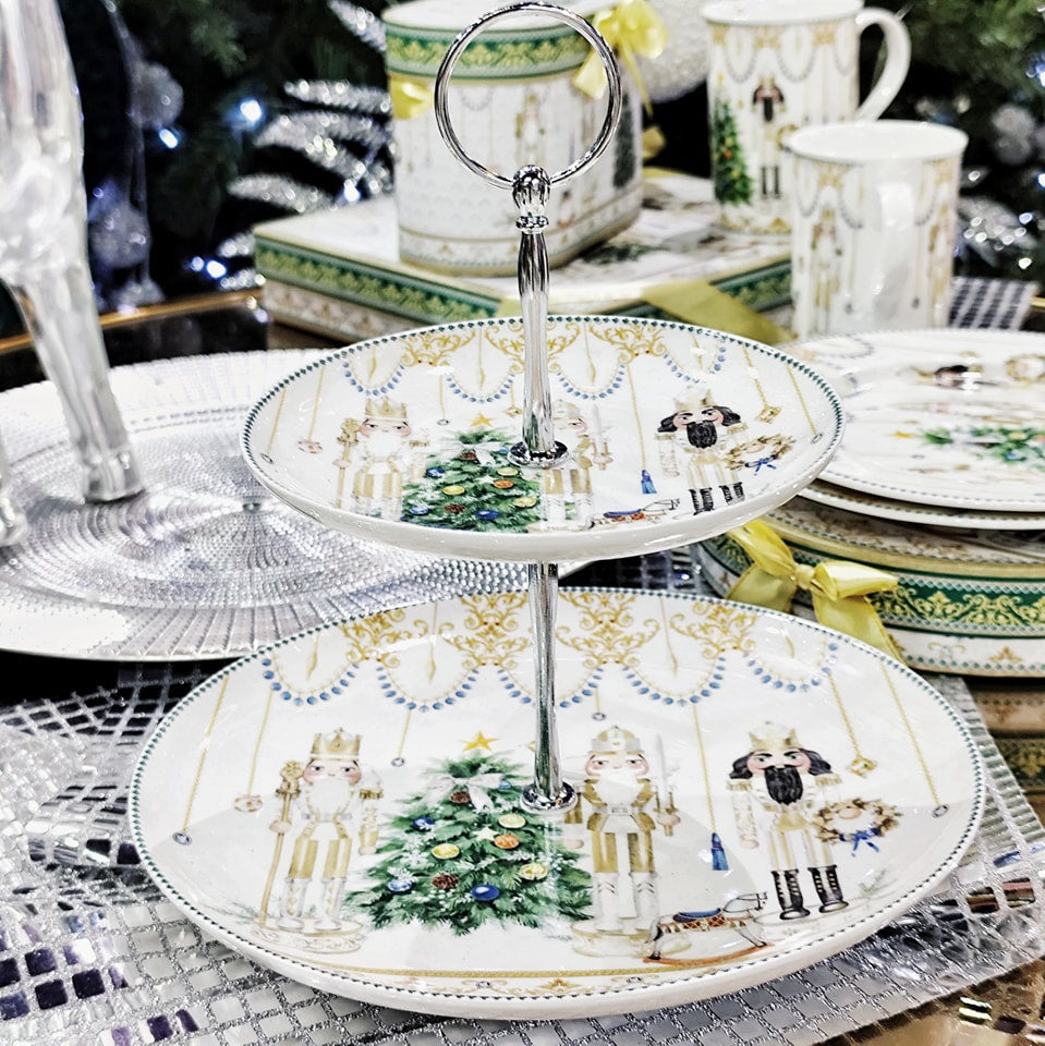 Nutcracker 2 Tier Cake Plate