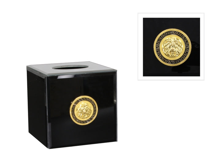 15cm Black Leo Square Tissue Box Cover