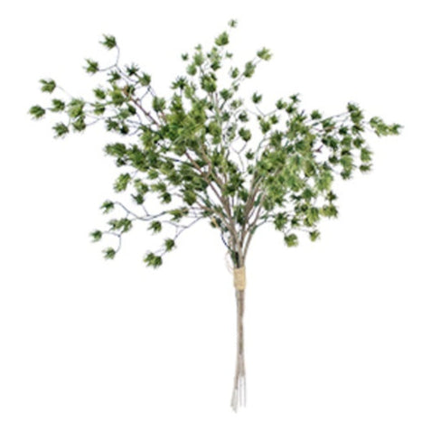 Artificial tree branch with green leaves on a white background