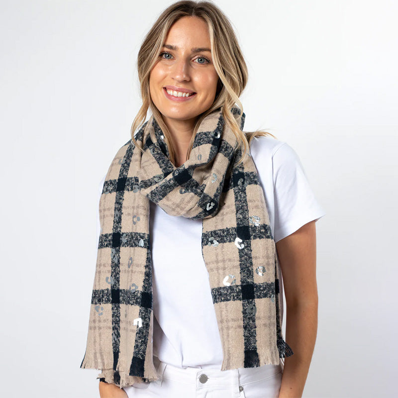 TAUPE SQUARES SCARF - RAPT ONLINE