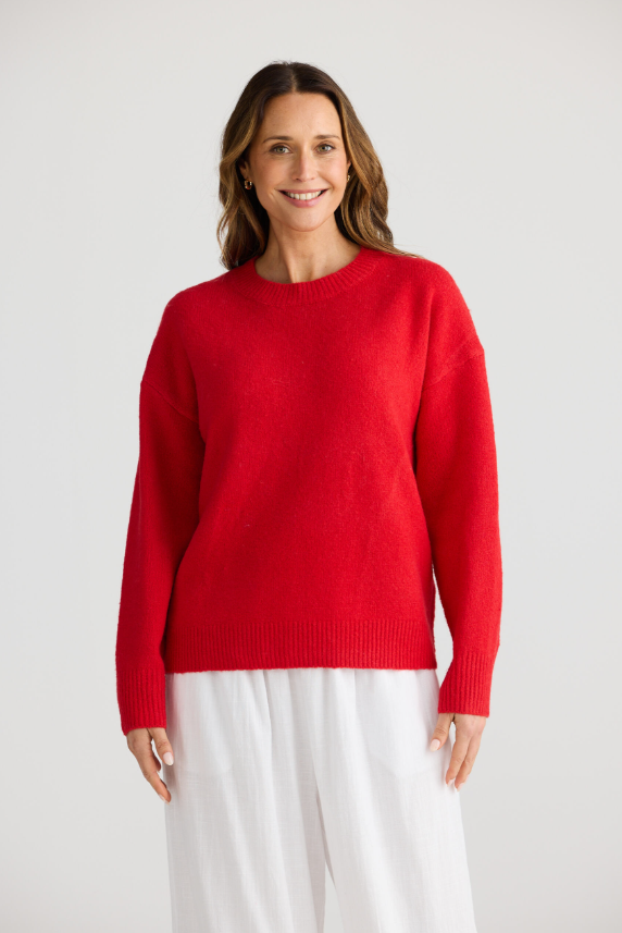RED OVERBOARD KNIT