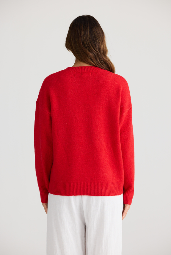 RED OVERBOARD KNIT
