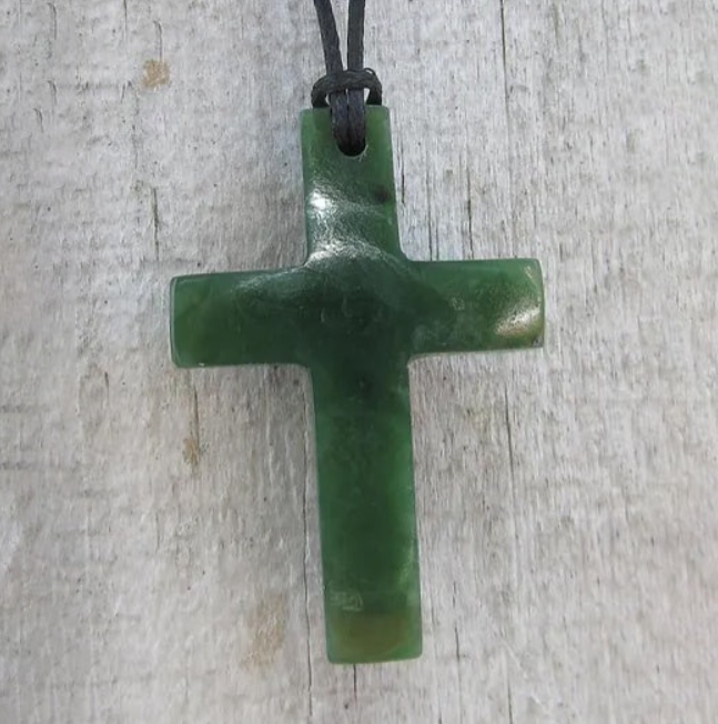 40mm Greenstone Cross Necklace