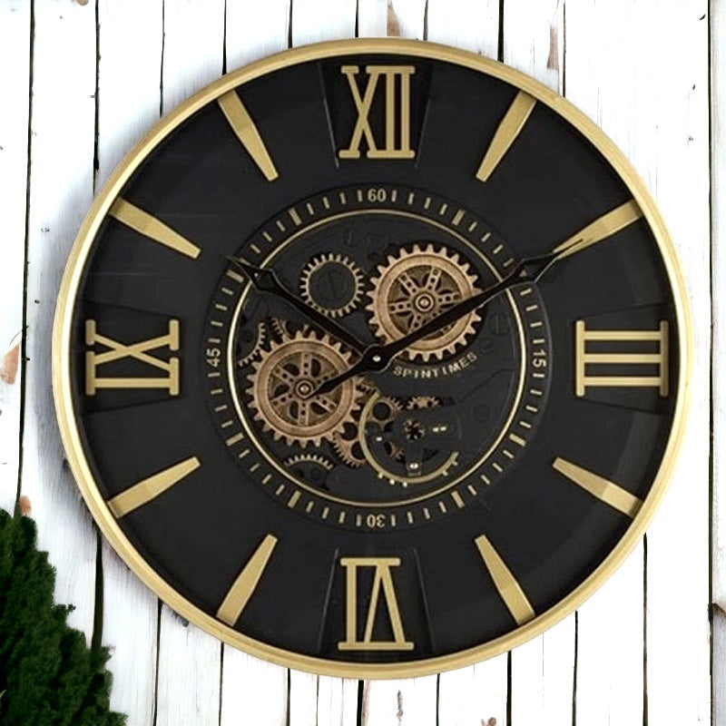 BLACK & GOLD GEAR CLOCK