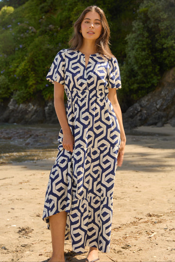Stella + Gemma Vittoria Cotton Maxi Dress – Indigo Geo