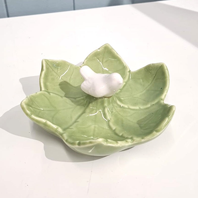 CERAMIC BIRD LEAF PLATE