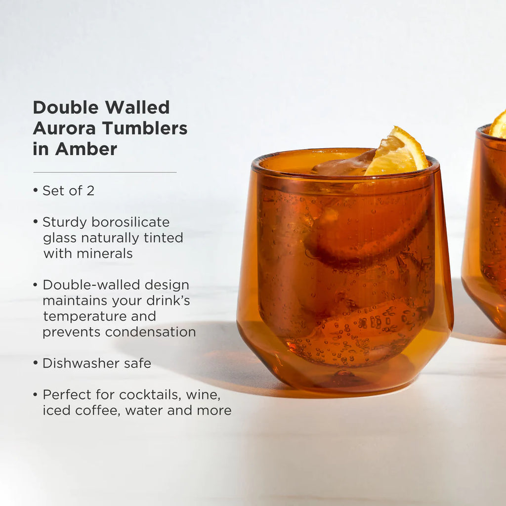 AMBER DOUBLE WALLED AURORA GLASSES - RAPT ONLINE