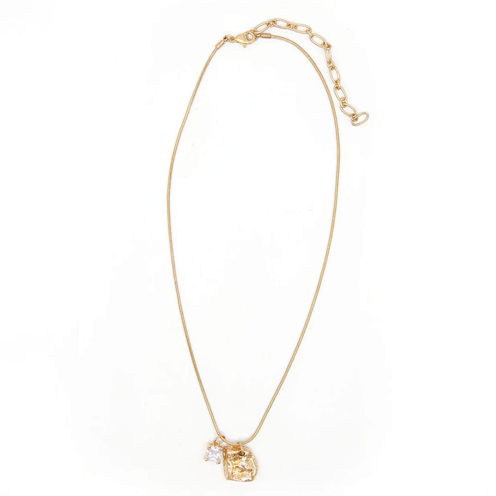 Stella + Gemma Gold Nugget Crystal Necklace