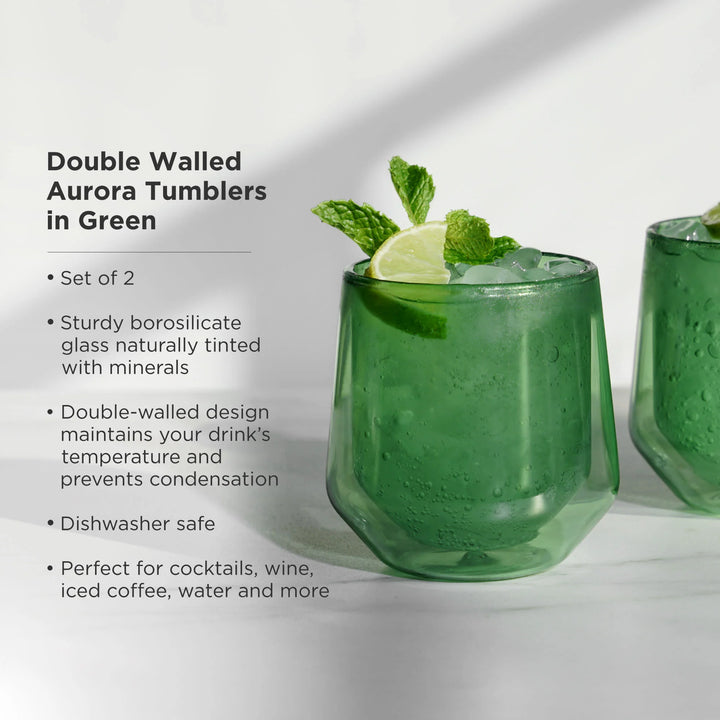 GREEN DOUBLE WALLED AURORA GLASSES - RAPT ONLINE