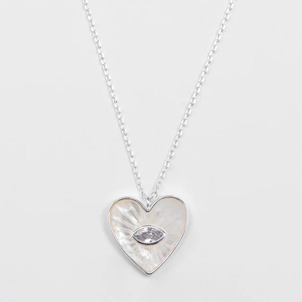 Stella + Gemma Silver Heart Eye Necklace