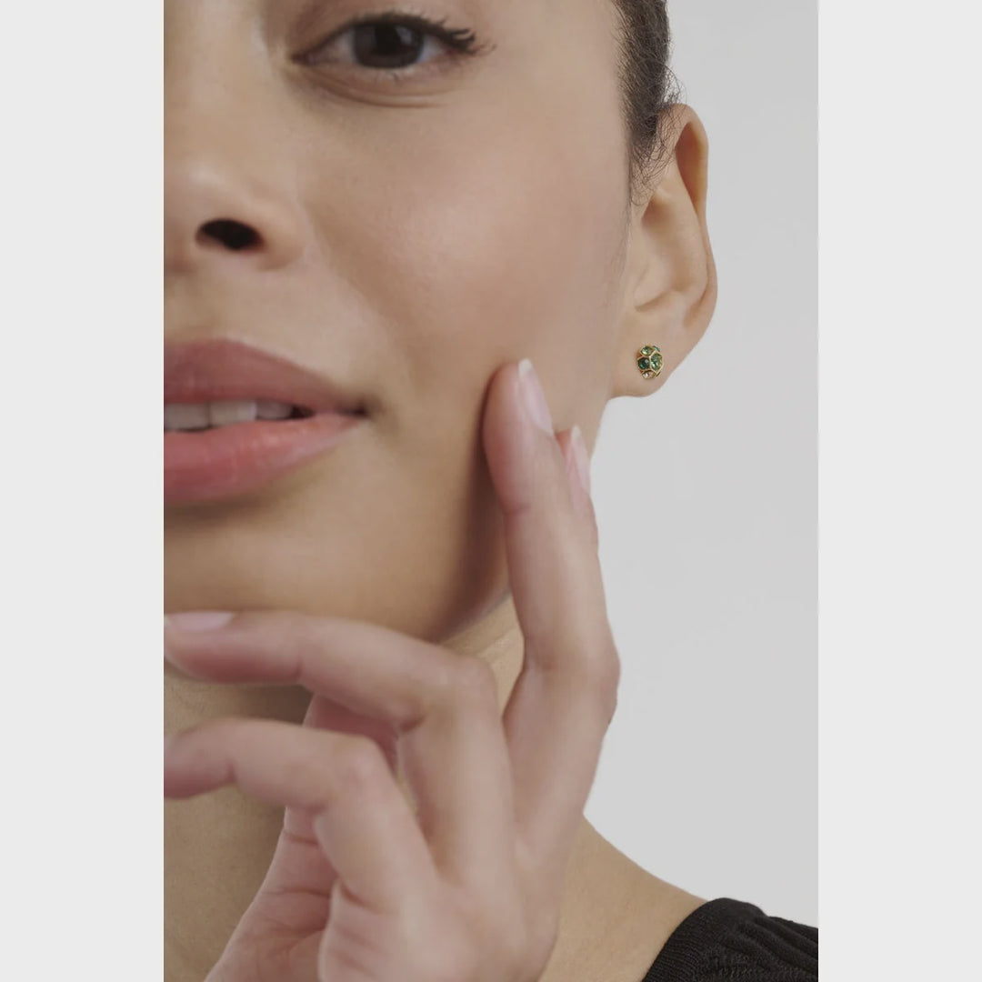 Ted Baker Green Crystal Stud Gemme Earrings Gold