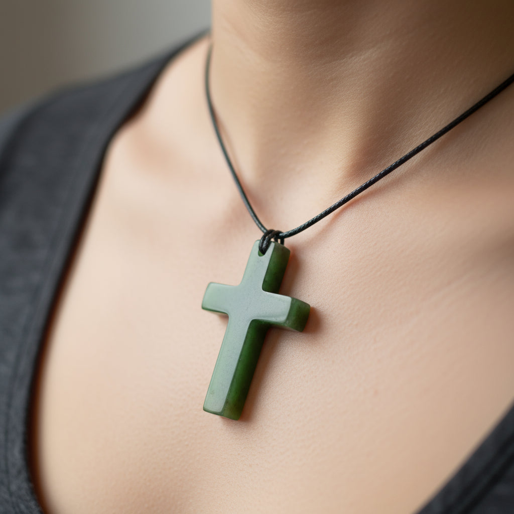 40MM GREENSTONE CROSS - RAPT ONLINE