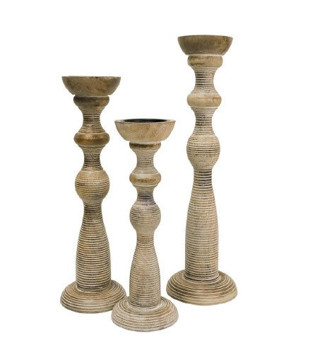 30% OFF | WHITE WASH CARVED CANDLE HOLDERS - RAPT ONLINE
