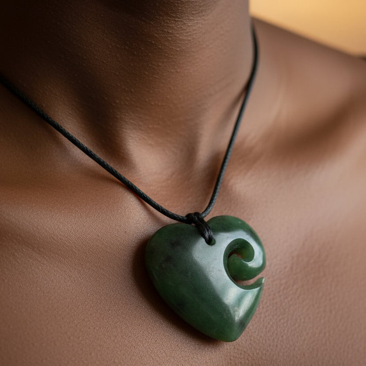 30MM GREENSTONE HEART KORU - RAPT ONLINE