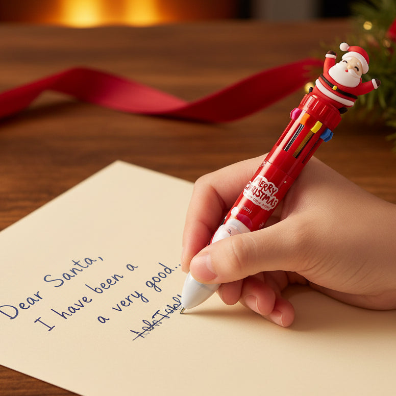 Multi colour 10 in 1 Christmas pen, one of our best Secret Santa gifts NZ under $10