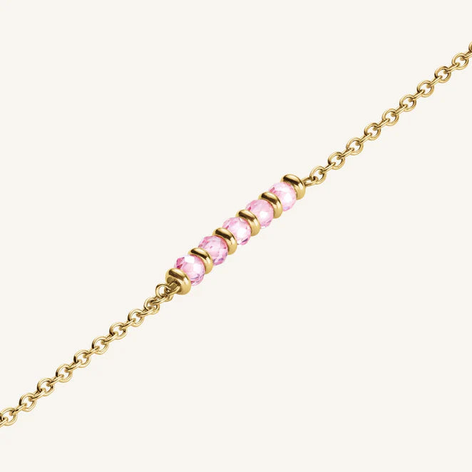 PINK 5 ROW STONE NECKLACE