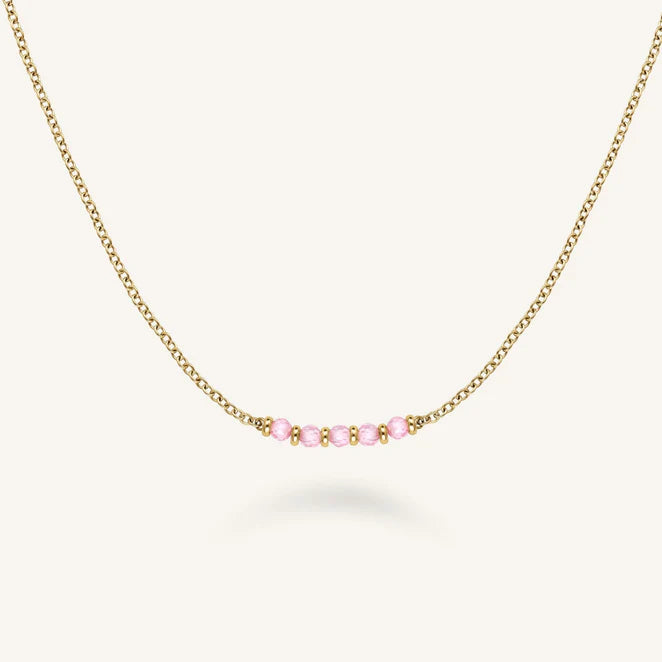 PINK 5 ROW STONE NECKLACE