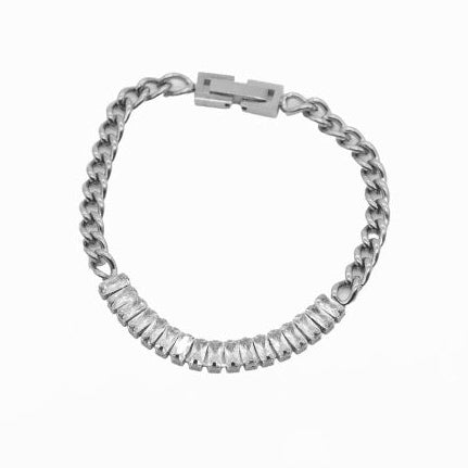 Silver bracelet on a white background
