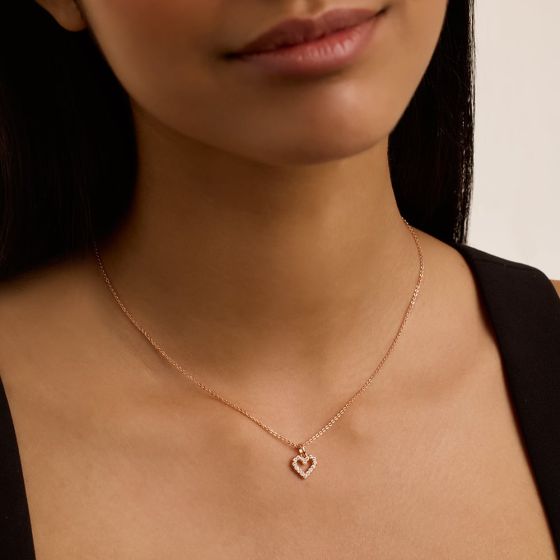 Ted Baker Amore Halo Heart Pendant Rose Gold