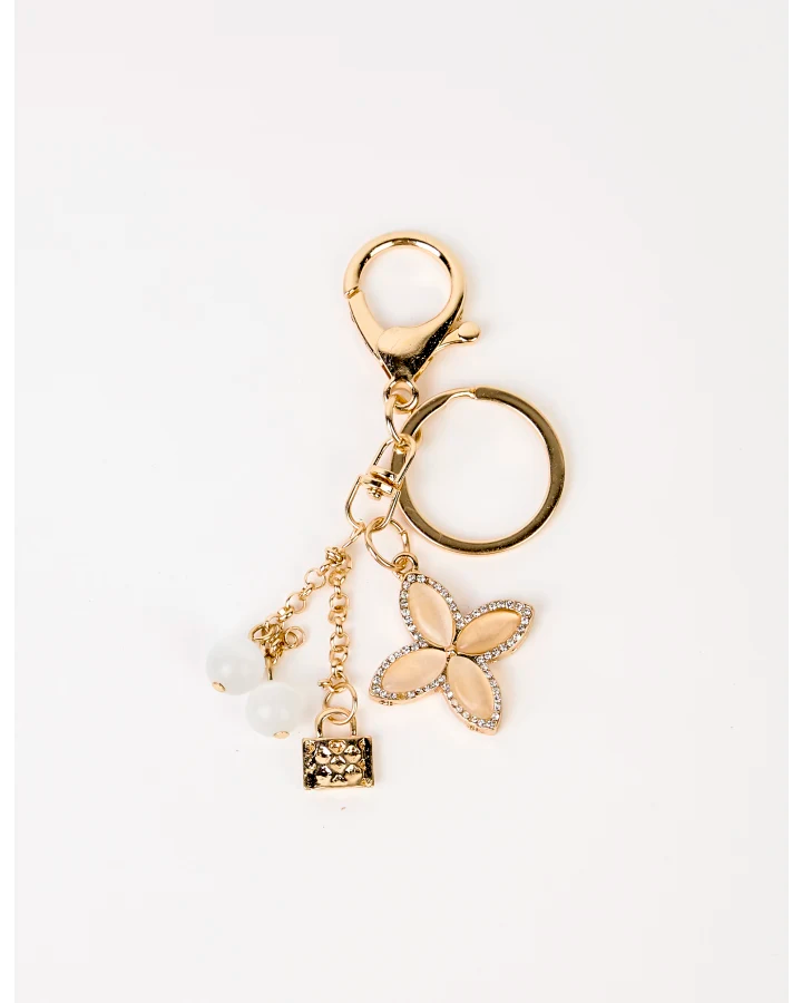 Stella + Gemma Gold Flower Heart Locket Keychain