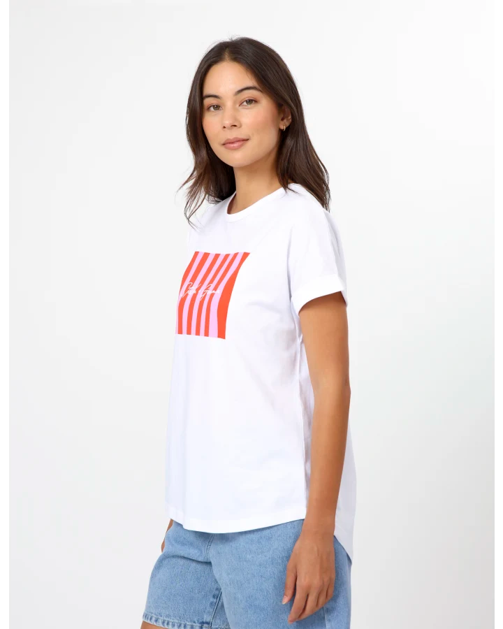 Stella + Gemma Candy Stripes Pink & Red Soho Cuff Tee