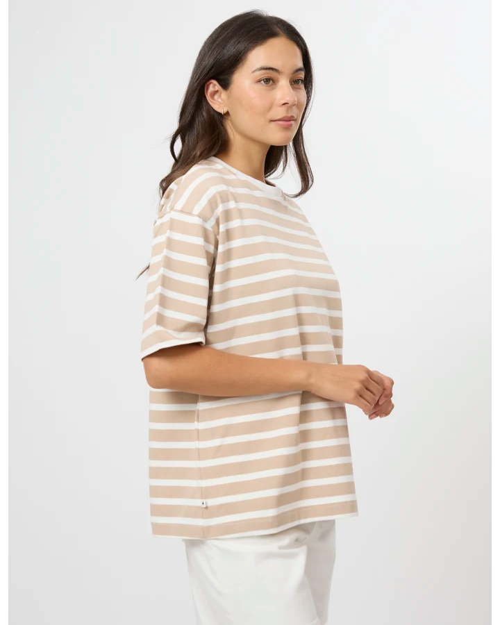 Stella + Gemma Beige &amp; White Stripe Porter Tee
