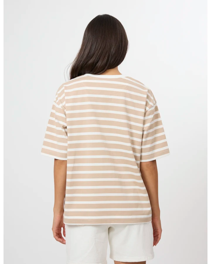 Stella + Gemma Beige &amp; White Stripe Porter Tee