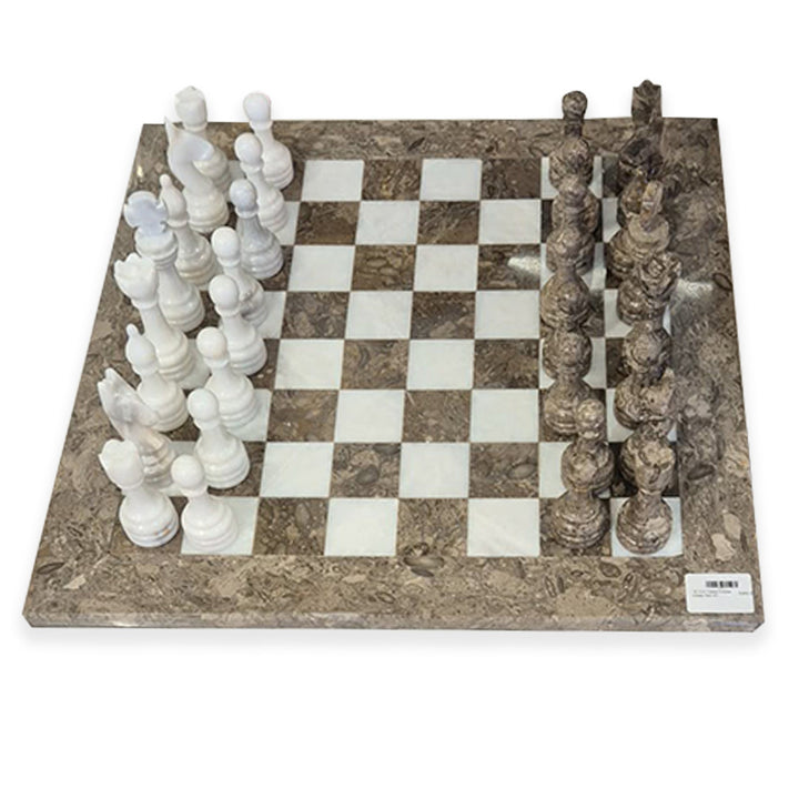 16 Inch Fossil Marble Chess Set NC