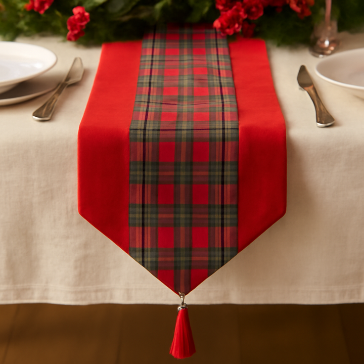 180cm Red Tartan Tabel Runner