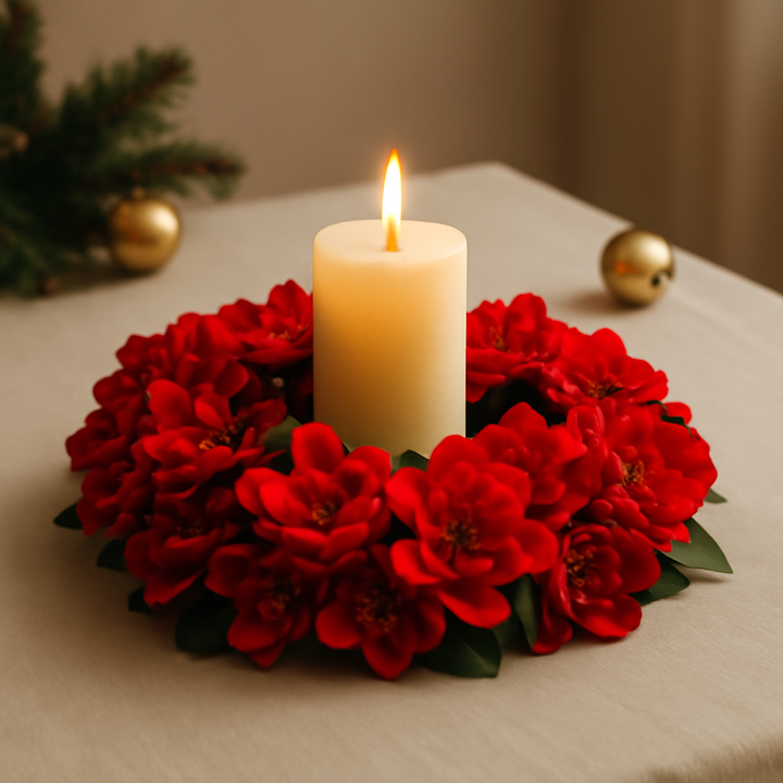 18cm Poinsetta Candle Wreath