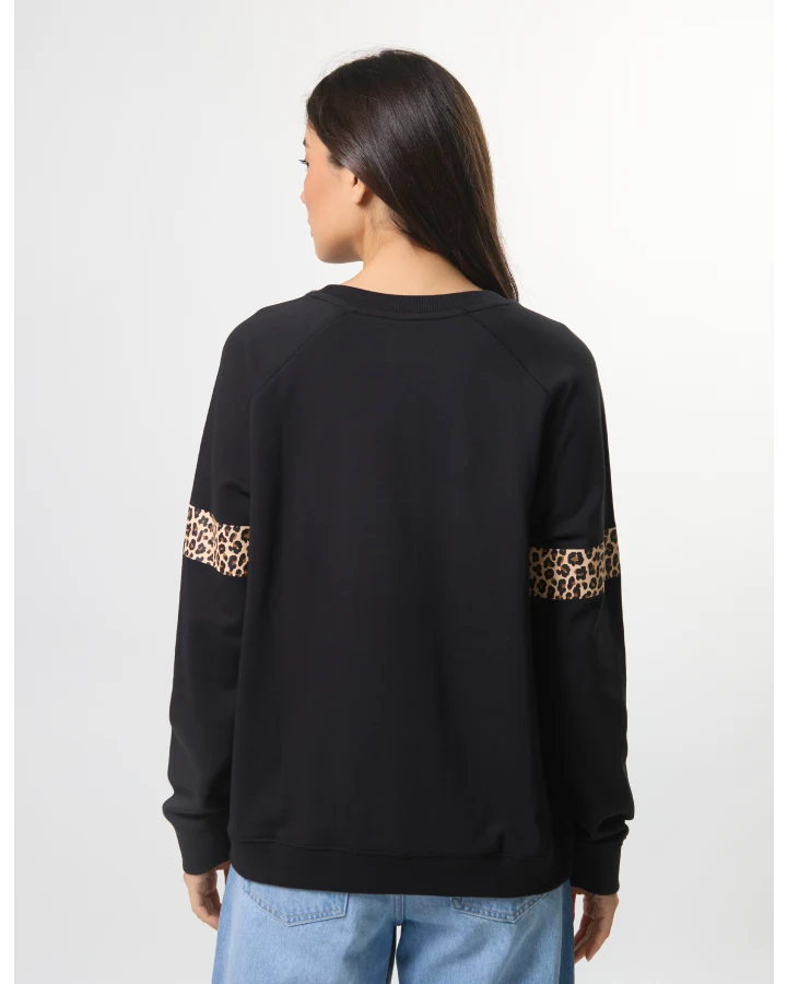 Stella + Gemma Silver Cross Leopard Sweatshirt