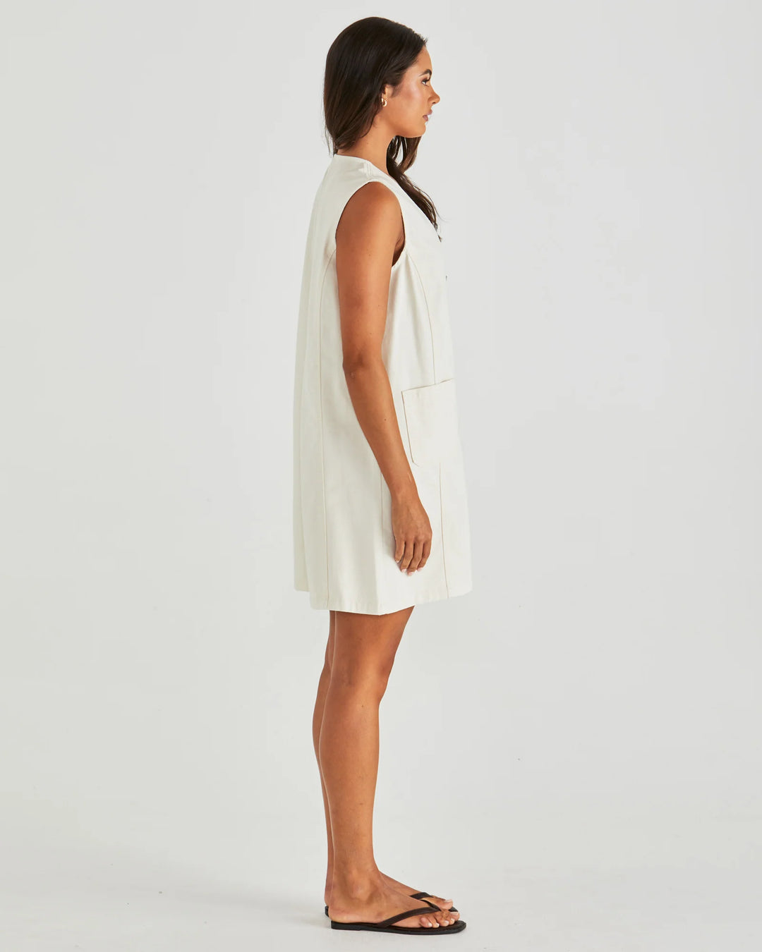 Sass Sabine White Denim  Dress