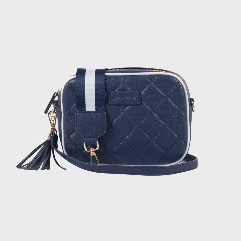 Liv & Milly Navy & White Quilted Sally Crossbody Bag