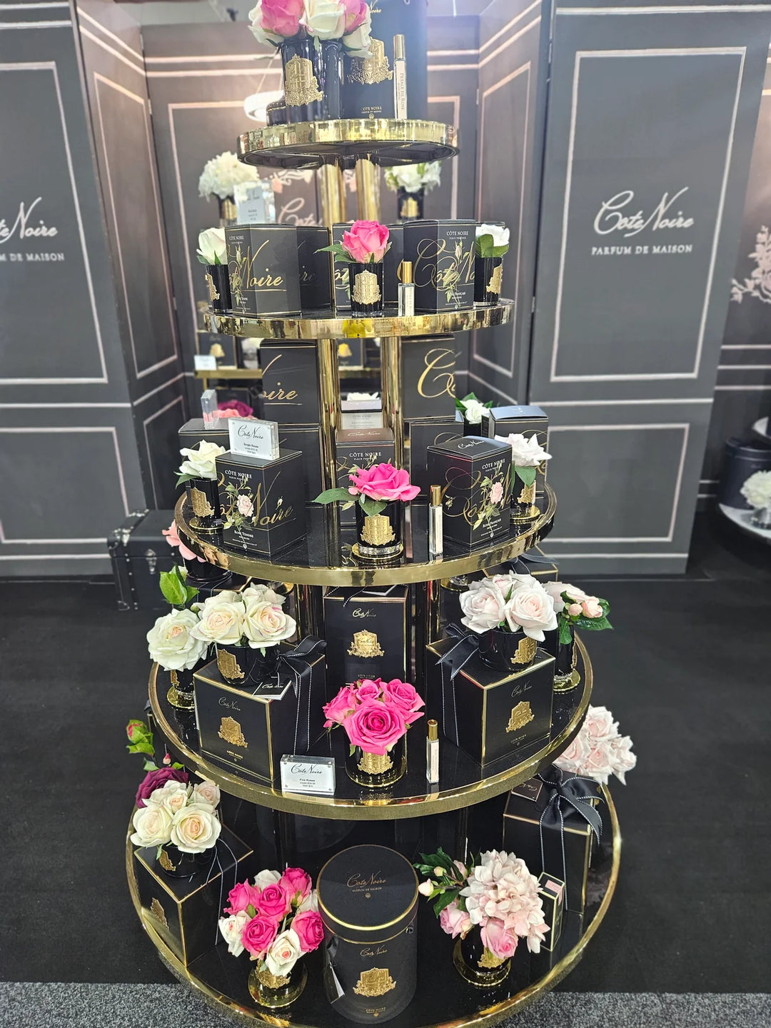 Cote Noire Black Glass Magenta Pink Five Roses