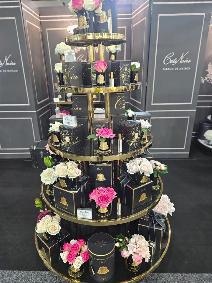 Cote Noire Black Glass Magenta Pink Five Roses