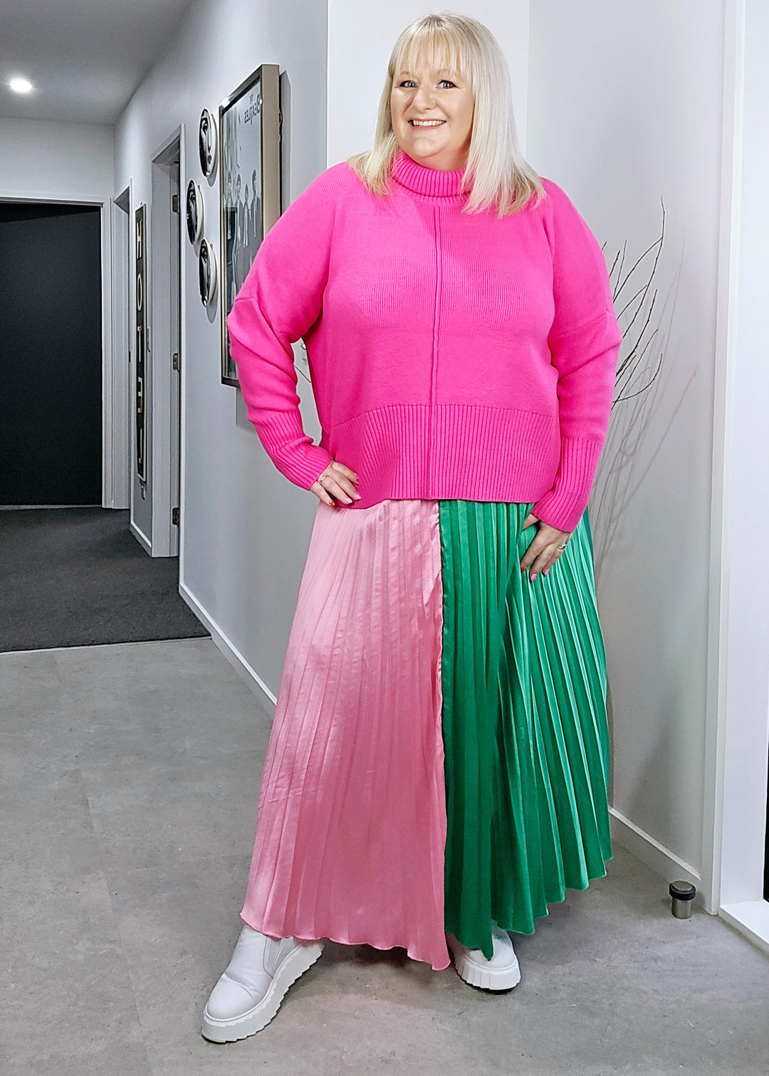 TWO TONE ALIAS PLEAT SKIRT