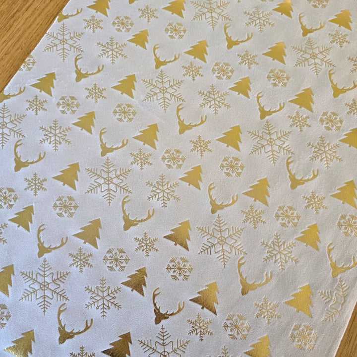 200cm Gold Reindeer Table Runner Roll