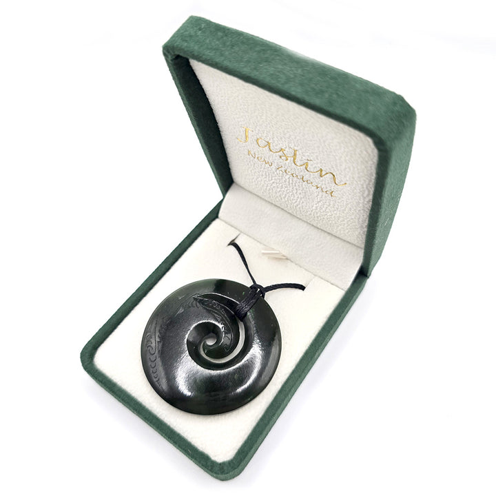 45mm Engraved Greesntone Koru Necklace