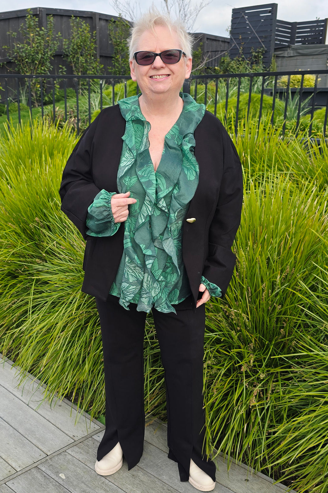 Fate & Becker Evergreen Lynn Ruffle Blouse