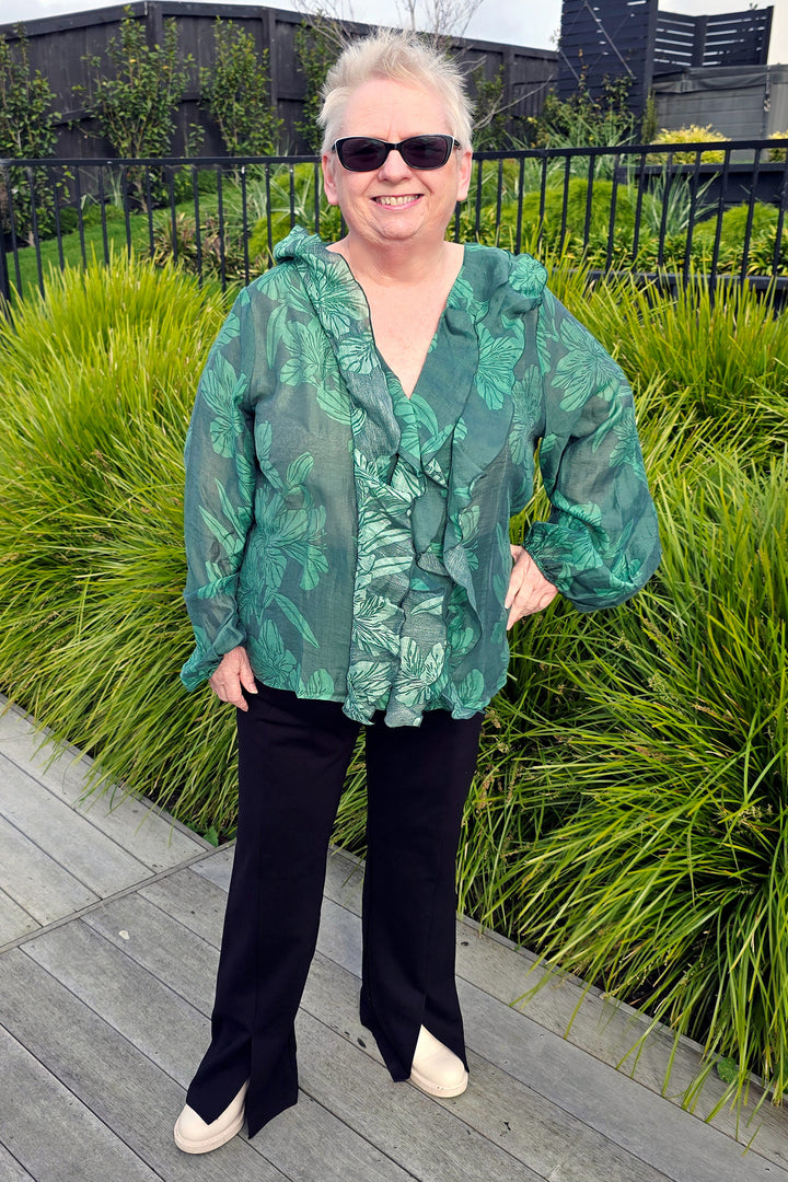 Fate & Becker Evergreen Lynn Ruffle Blouse