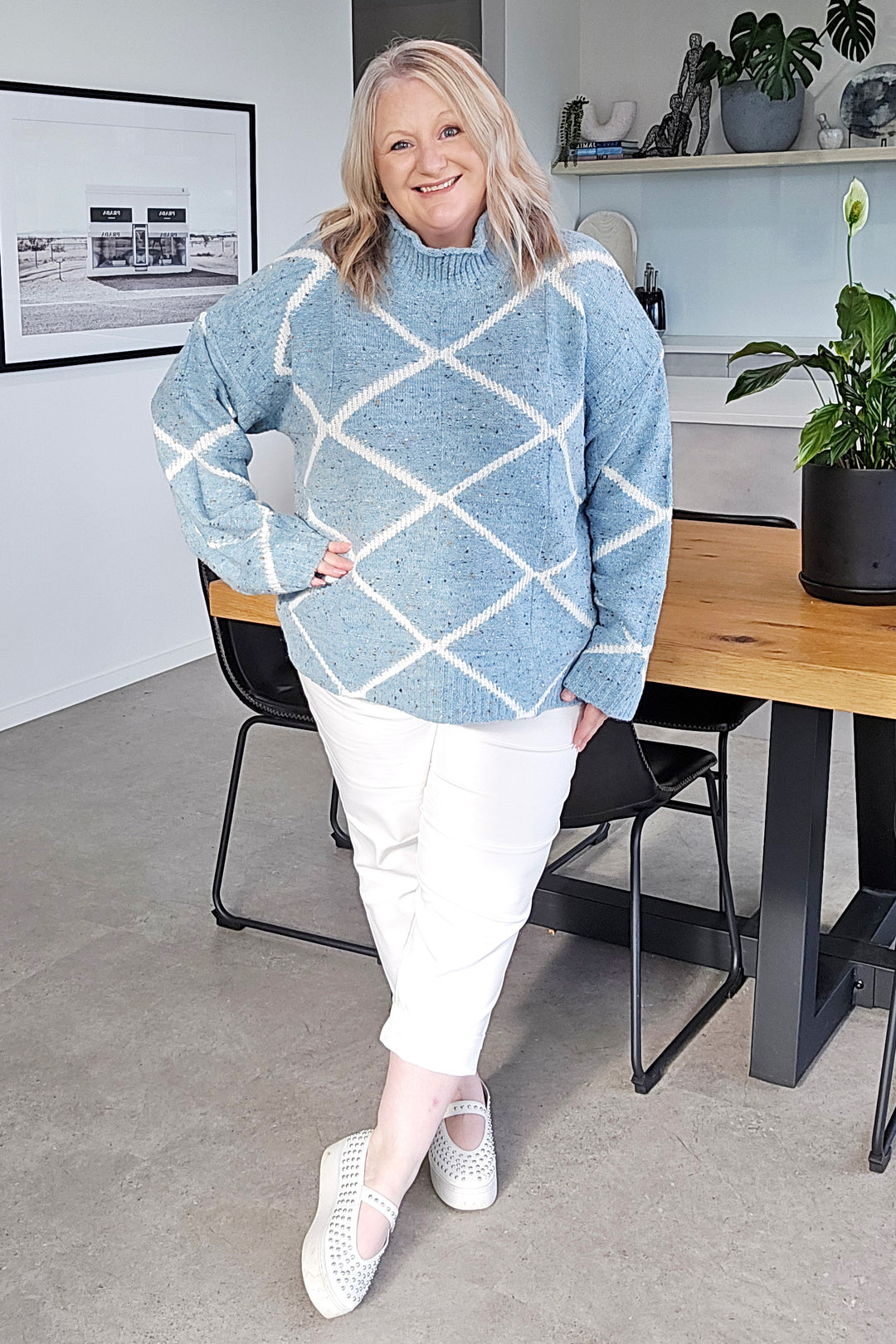 Isle of Mine McKenna Diamond Jumper Ice Blue