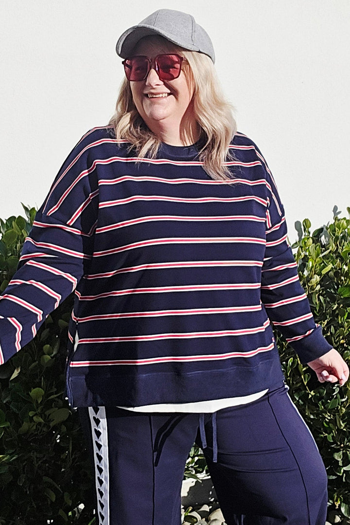 Betty Basics Navy Stripe Ziggy Sweatshirt