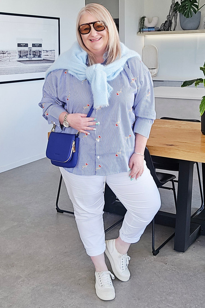 Betty Basics Rose & Stripe Shirt