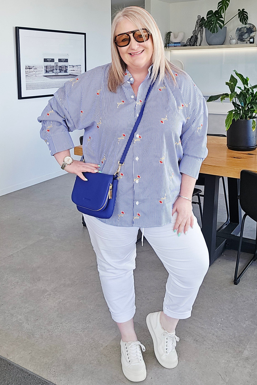 Betty Basics Rose & Stripe Shirt