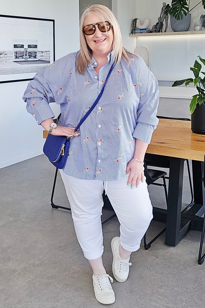 Betty Basics Rose & Stripe Shirt