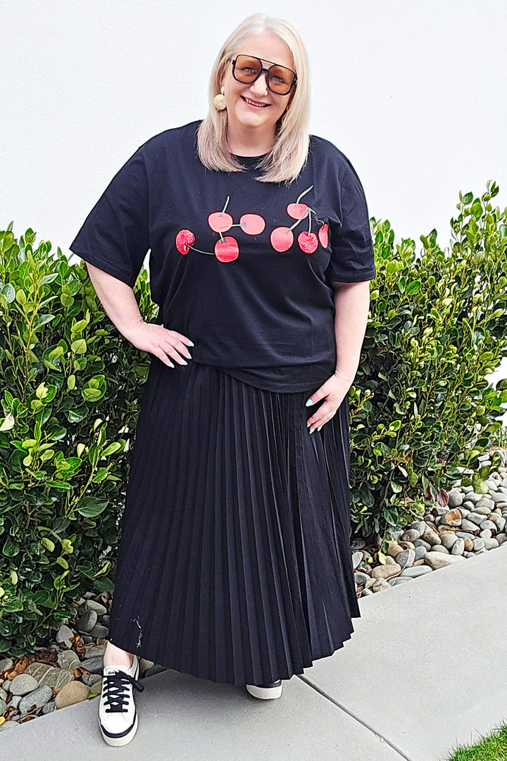 Curate Black Eat Drink & be Cherry Tee
