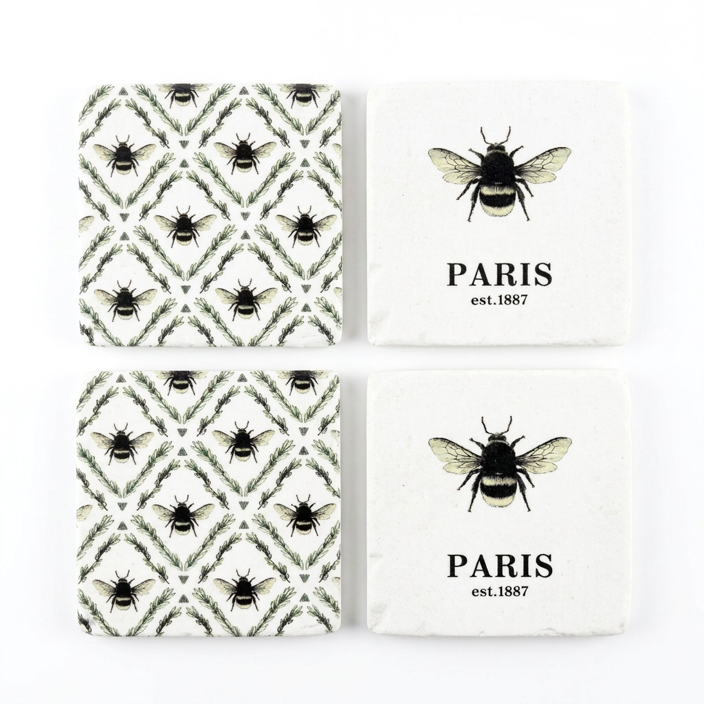 Paris Bee Black &amp; White Coasters