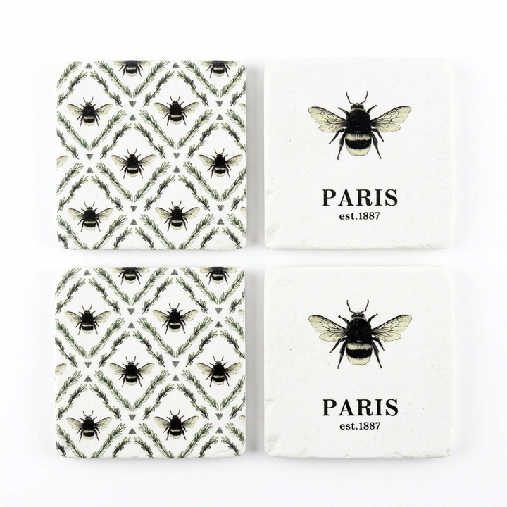 Paris Bee Black &amp; White Coasters